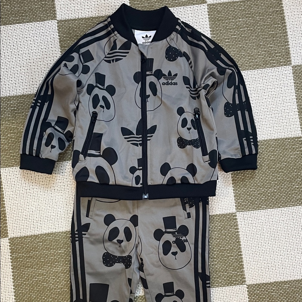 Adidas x Mini Rodini Black & Gray Panda Tracksuit